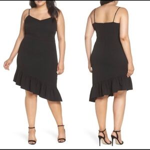 Chelsea28 Asymmetric Ruffle‎ Black Hem Dress